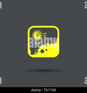 Icon smoke detector. Isolated. Yellow sign on the gray background. Exclusive Symbols. Vector Illustration. Stock Vector