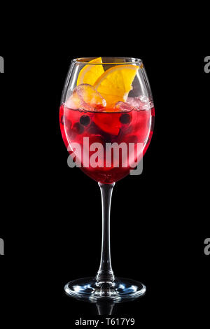 Cold sangria in a wine glass Stock Photo
