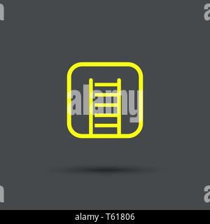 Fire ladder icon, isolated, yellow sign on the gray background.  Exclusive Symbols. Vector Illustration. Stock Vector