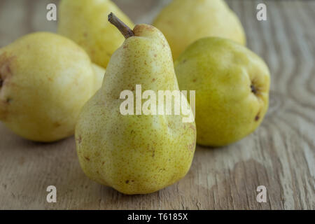 Pears on rustic wood background - Horizontal image of Bartlett pears Stock Photo