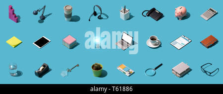 Work Objects Background Collection of office objects, electronic devices and tools, business ...