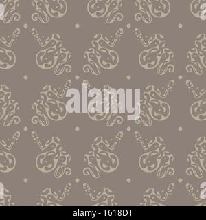 Seamless vector pattern with brown snakes in Maori style 10 eps Stock Vector