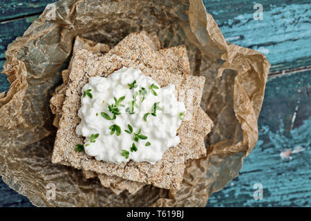 Crispbread with Cottage Cheese Stock Photo