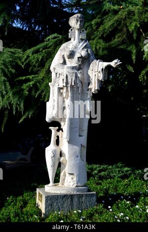 Thracian woman statue in harvesting roses - Rose Festival in KAZANLAK. Province of Stara Zagora.BULGARIA                    Stock Photo