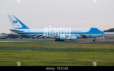 Air Force One arriving at Fairford with President Obama on board. Stock Photo