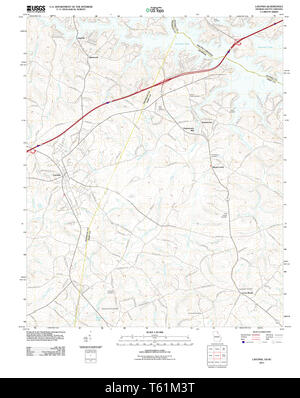 USGS TOPO Map Georgia GA Lavonia 20110819 TM Restoration Stock Photo