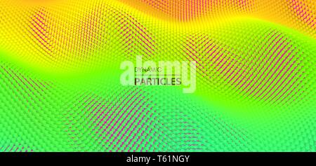 Abstract background. Technology style. 3d network design with particles. Vector illustration. Cover design template. Can be used for advertising, mark Stock Vector