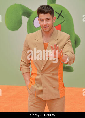 a  Nick Jonas 032 attends STX Films World Premiere of Ugly Dolls at Regal Cinemas L.A. Live on April 27, 2019 in Los Angeles, California. Stock Photo