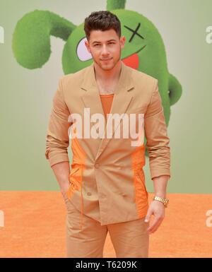 Nick Jonas 034 attends STX Films World Premiere of Ugly Dolls at Regal Cinemas L.A. Live on April 27, 2019 in Los Angeles, California. Stock Photo