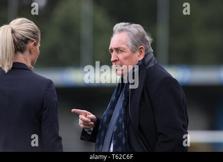 Kingston, UK. 28th Apr, 2019. Gérard Houllier during the UEFA Women's Champions League semi-final 2nd leg match between Chelsea Women and Olympique Lyonnais Feminin at the Cherry Red Records Stadium, Kingston, England on 28 April 2019. Photo by Andy Rowland. Credit: PRiME Media Images/Alamy Live News Stock Photo