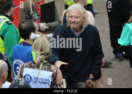 London, UK, 28 April 2019 Runners at finishing line of  Virgin London Marathon Credit: JOHNNY ARMSTEAD/Alamy Live News Stock Photo