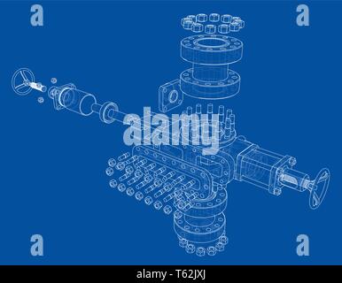 Blowout preventer. Vector rendering of 3d Stock Vector