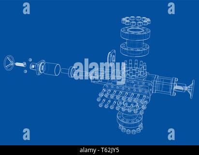 Blowout preventer. Vector rendering of 3d Stock Vector