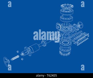 Blowout preventer. Vector rendering of 3d Stock Vector