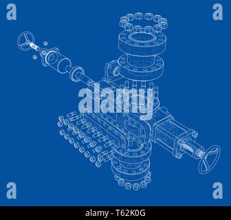 Blowout preventer. Vector rendering of 3d Stock Vector