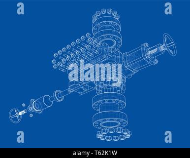 Blowout preventer. Vector rendering of 3d Stock Vector