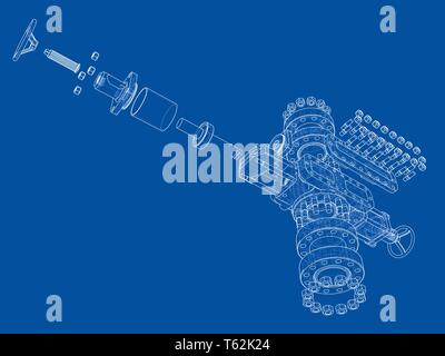 Blowout preventer. Vector rendering of 3d Stock Vector