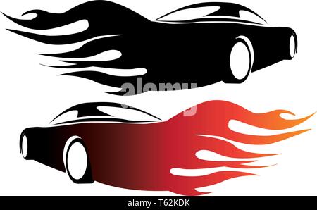 Vector illustration of a car sliding or drifting on a white background, Stock Vector