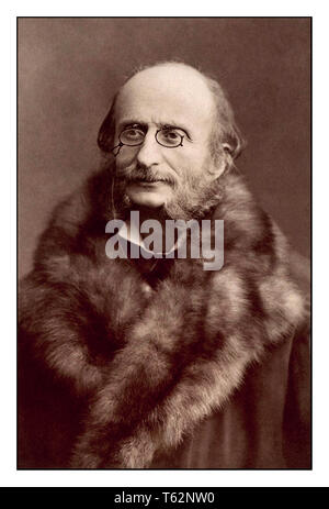 Jacques Offenbach Vintage Portrait music composer photographed by celebrated French Photographer Nadar 1860’s Jacques Offenbach was a German-French composer, cellist and impresario of the romantic period. He is remembered for his nearly 100 operettas of the 1850s–1870s and his uncompleted opera The Tales of Hoffmann. Stock Photo