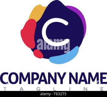 C LETTER MODERN LOGO TEMPLATE Stock Vector