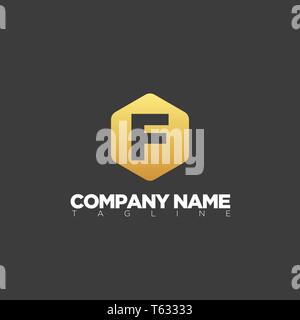F LETTER MODERN LOGO TEMPLATE Stock Vector