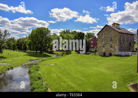An Old River Grist Mill in Amish Country still Operational Stock Photo