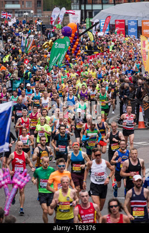 2019 Virgin Money London Marathon, over 40,000 runners took part in the marathon in London this weekend starting at Greenwich finishing on Pall Mall. Stock Photo