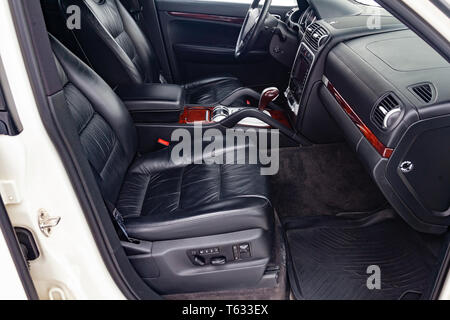 View To The Black Color Interior Of Suv Car With Front Seats