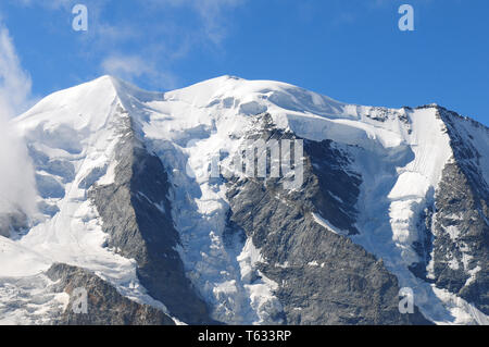 Cilimbing in the Swiss Alps on Piz Palü in the upper Engadin in canton Graubünden Stock Photo