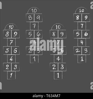 Children street game. playground with numbers. illustration with hopscotch game. Stock Vector