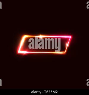 Geometric neon vector sign on red dark background. Stock Vector