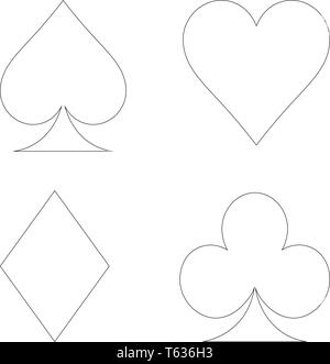 poker suits card. Set of playing card suits isolated on white ...