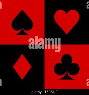 poker suits card. Set of playing card suits isolated on white background. Stock Vector