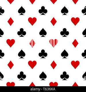 Vector illustration. Card icon pattern wallpaper vector background. Card suits seamless pattern. Stock Vector