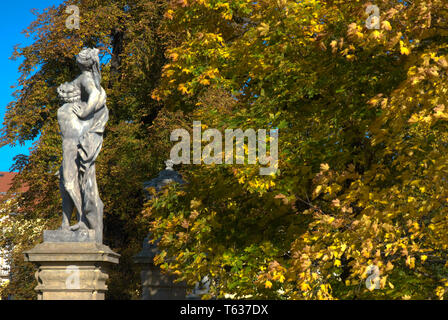 Ksiaz Castle in autumn - a mythological statue Stock Photo