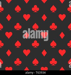 Vector illustration. Card icon pattern wallpaper vector background. Card suits seamless pattern. Stock Vector