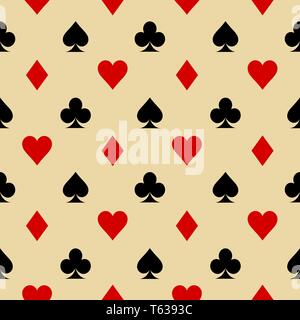 Vector illustration. Card icon pattern wallpaper vector background. Card suits seamless pattern. Stock Vector