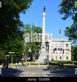 Dedicated in 1895, Raleigh's monument to North Carolina's fallen Confederate soldiers sits on the grounds of the old Capitol building. Stock Photo