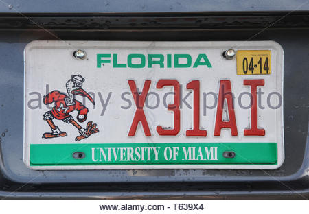 florida vehicle plate registration license number state miami sunshine alamy licence american dade county
