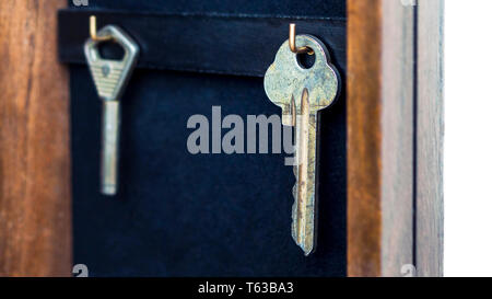 Key holder with keys hanging on the wall Stock Photo - Alamy