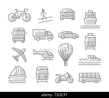 Transport icons set on white background Stock Vector