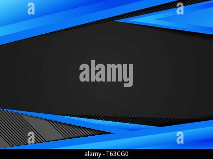 Abstract template blue geometric triangles contrast black background. You can use for corporate design, cover brochure, book, banner web, advertising, Stock Vector