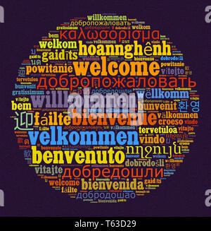 Word Welcome in different languages word cloud concept Stock Photo