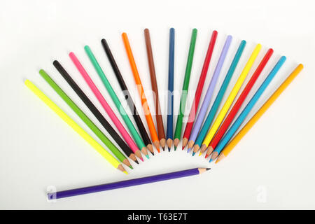 fan from colour pens on white background Stock Photo