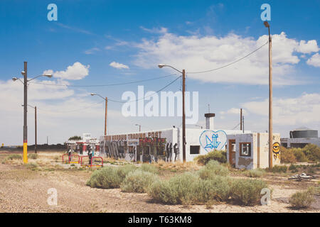 Twin Arrows abandoned trading post on Historic Old Route 66, Arizona, USA Stock Photo