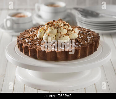 Chocolate cappuccino tart Stock Photo