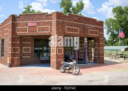 Seaba Station Motorcycle Museum on U.S. Route 66 in Warwick, Oklahoma, USA Stock Photo