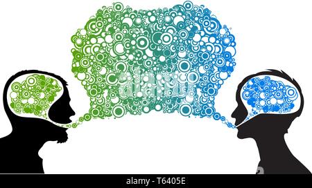 Dialog between man and woman - abstract vector illustration Stock Vector