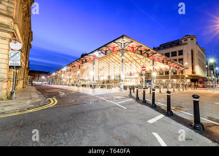 The covered market hall in the town of Preston, Lancashire. Stock Photo