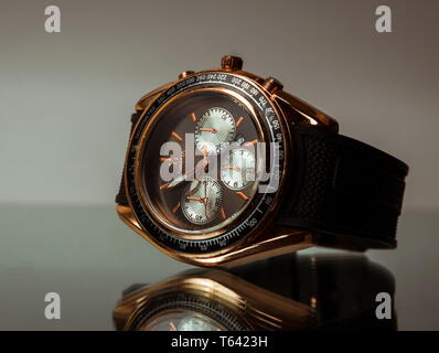 TBILISI, GEORGIA -April 4,2019: Omega Speedmaster watch closeup Stock Photo